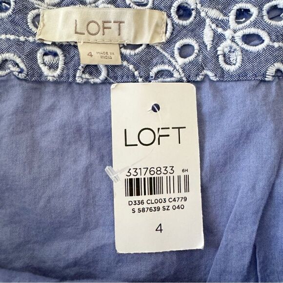 LOFT Embroidered Scalloped Shift Skirt - Size 4 - Picture 4 of 5